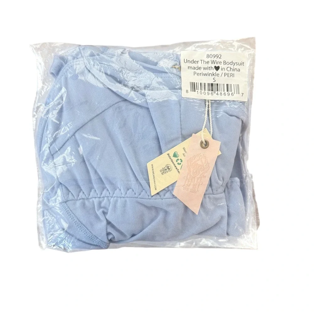 We Are HAH Under The Wire Bodysuit Periwinkle Blue Mesh Size S NEW - Picture 6 of 6
